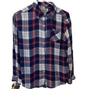 Justice Perfect Plaid Girls Size 14-16 Button Up Shirt Collared Soft and Comfy